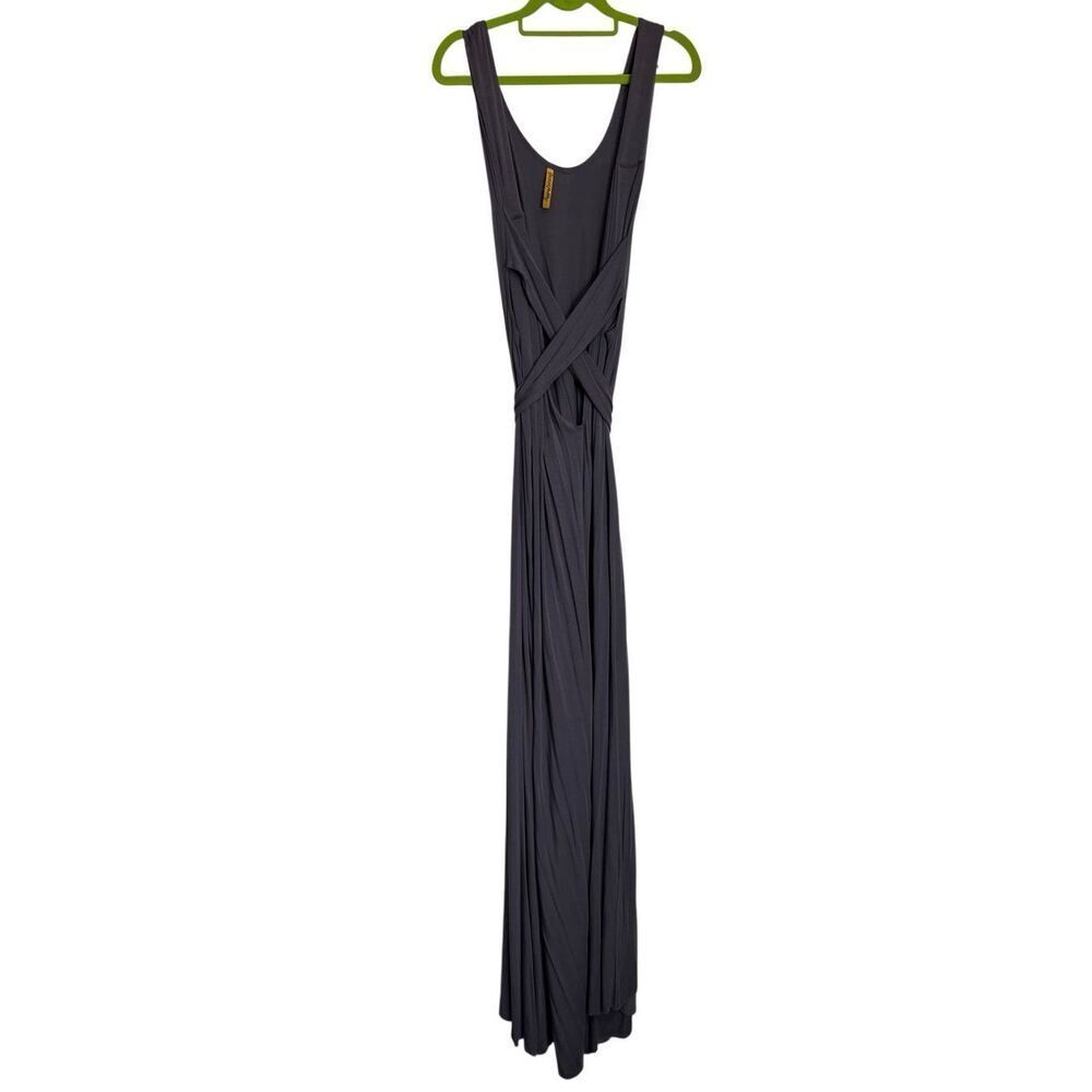 Rachel Pally Dress Womens Size Medium Gray Maxi Criss Cross Tie Back Sleeveless